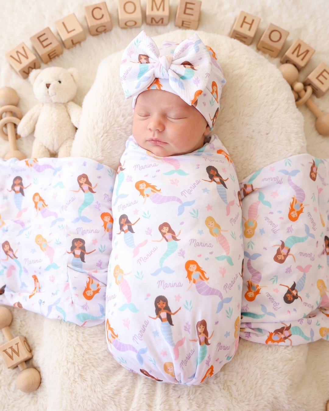 Little Mermaids Bamboo Swaddle Blanket