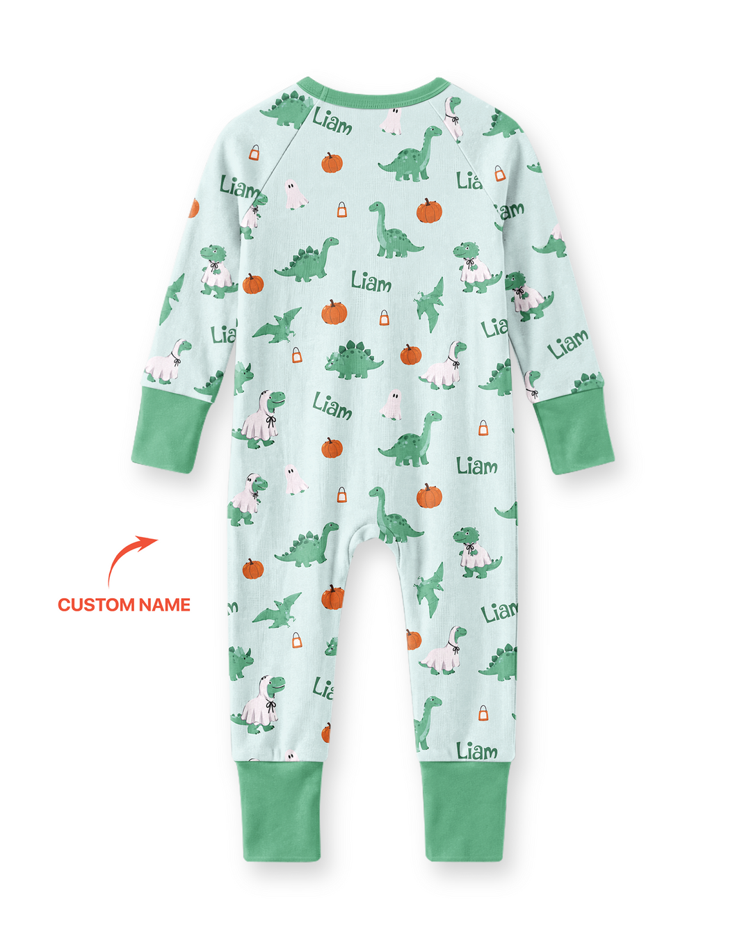 Custom Name Spooky Dinosaur Halloween - Personalized Bamboo Convertible Zippy