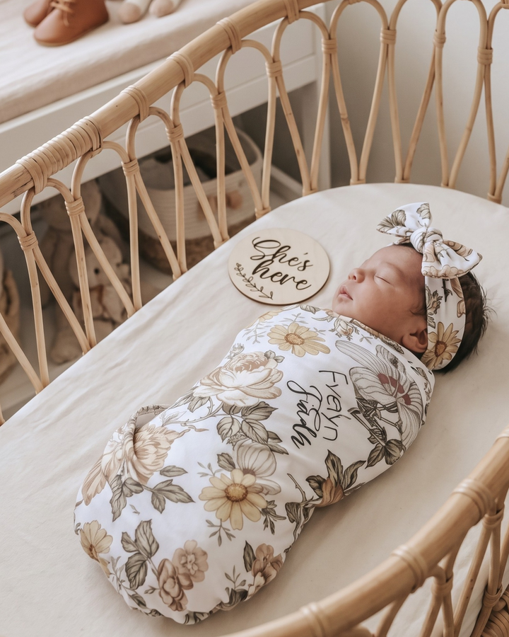 Vintage Wildflower Bloom Bamboo Swaddle Blanket