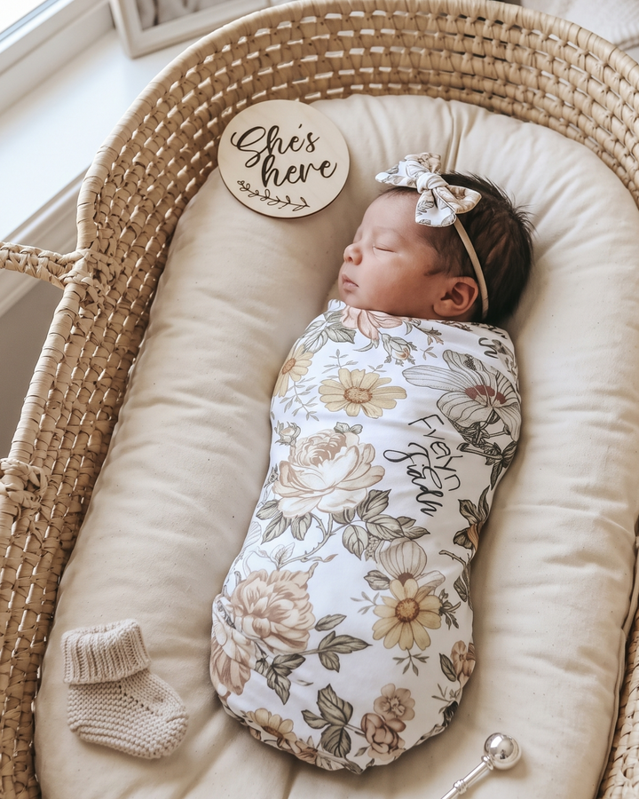 Vintage Wildflower Bloom Bamboo Swaddle Blanket
