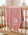 Personalized Bunny Embroidered Bamboo Blanket