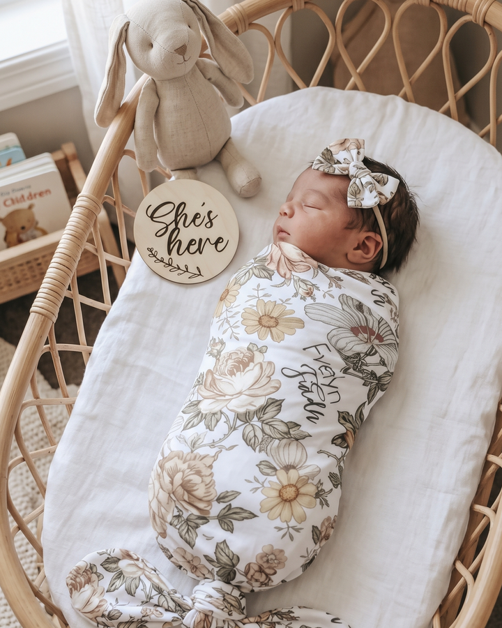 Vintage Wildflower Bloom Bamboo Swaddle Blanket