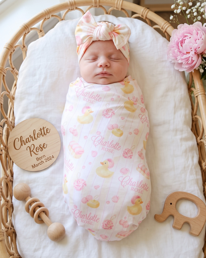Blushing Duckling Garden Bamboo Swaddle Blanket
