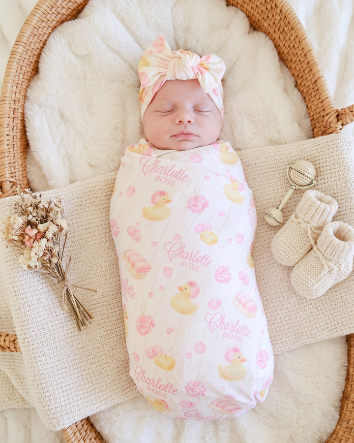 Blushing Duckling Garden Bamboo Swaddle Blanket