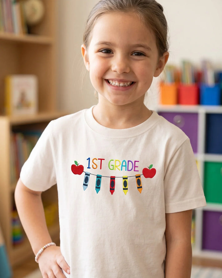 First Grade Magic Embroidered Bamboo Crewneck T-Shirt