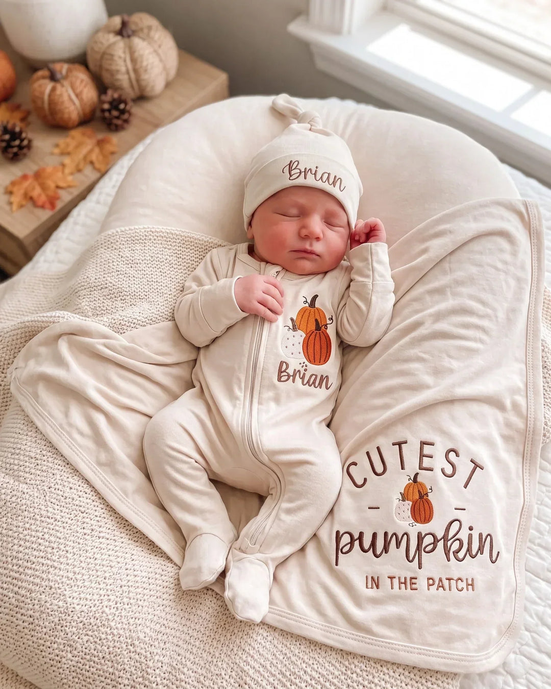 Personalized Pumpkin Patch Embroidered Bamboo Blanket
