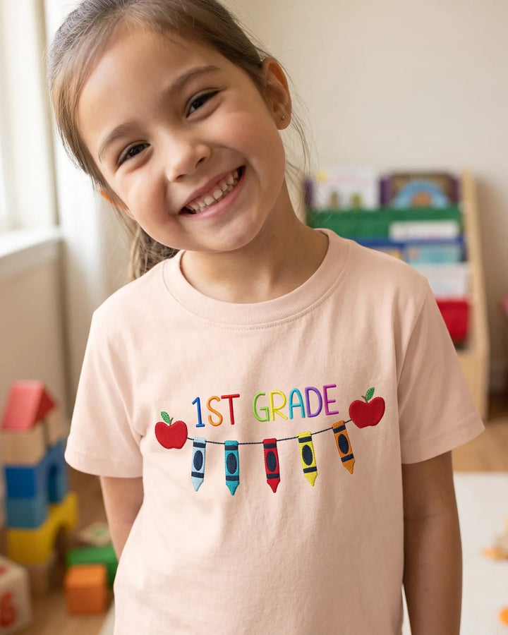First Grade Magic Embroidered Bamboo Crewneck T-Shirt