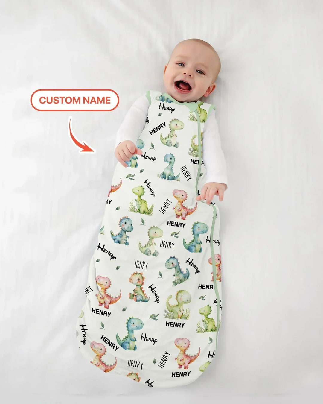 Dinosaur Custom Name Bamboo Sleep Bag