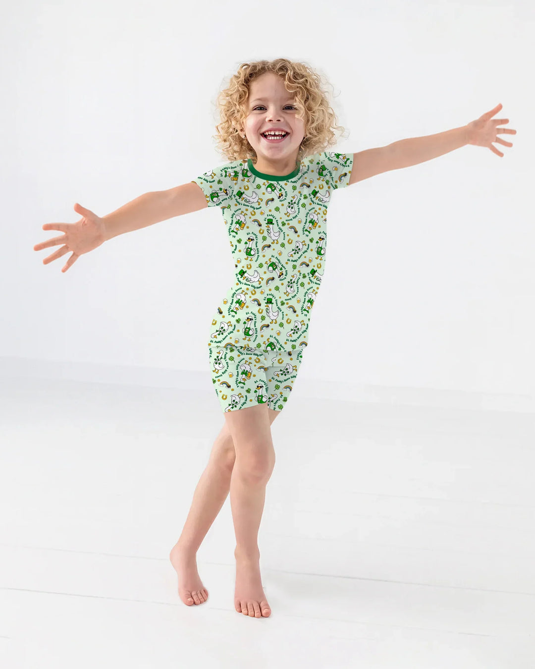 St. Patrick's Day Silly Goose Bamboo Two Piece Short Sleeve Shorts Pajama Set