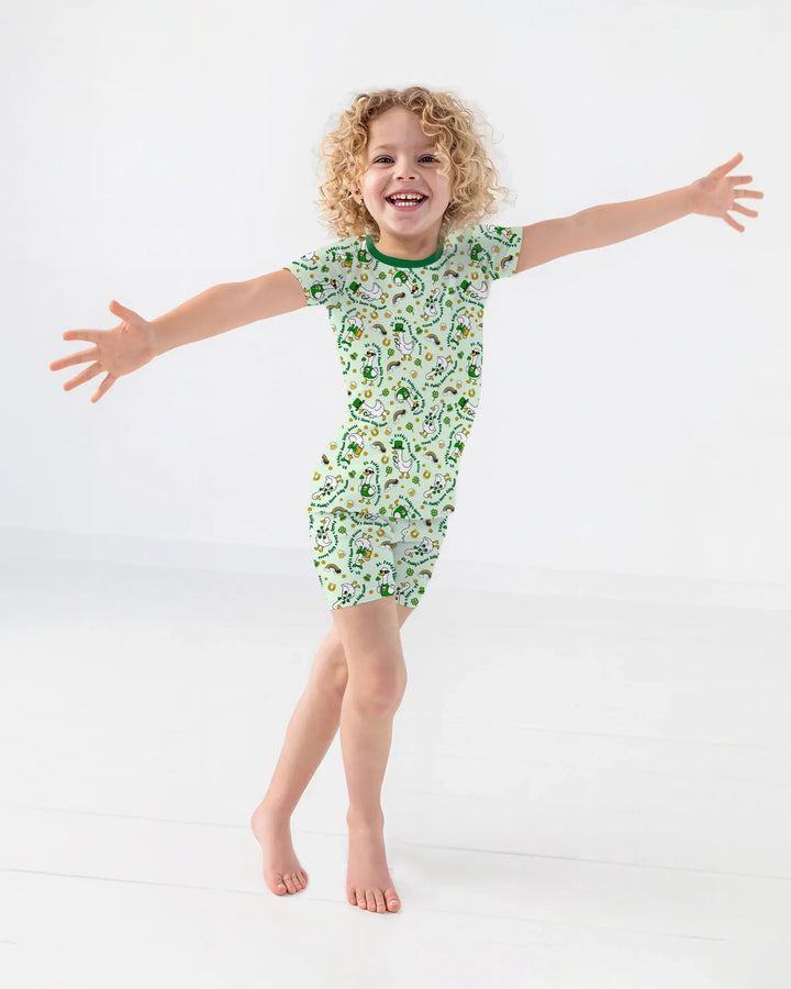 St. Patrick's Day Silly Goose Bamboo Two Piece Short Sleeve Shorts Pajama Set