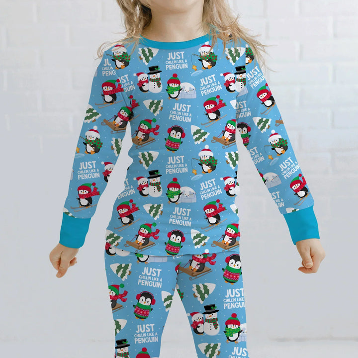 Chillin Like A Penguin Bamboo Two Piece Long Sleeve Pajama Set