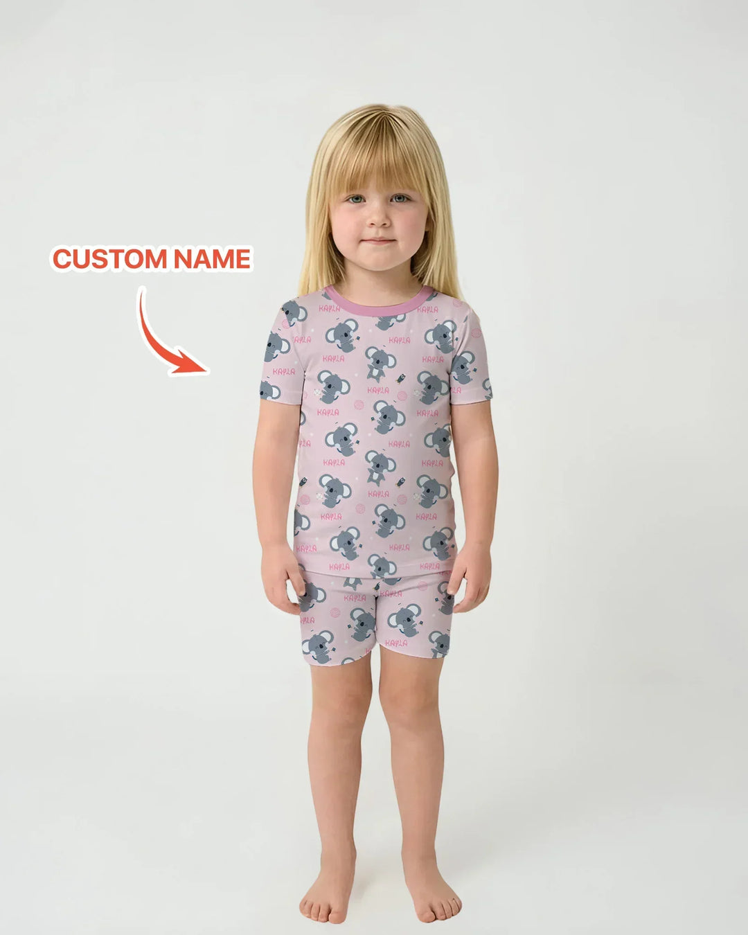 Custom Name Cosmic Koala Bamboo Two Piece Short Sleeve Shorts Pajama Set