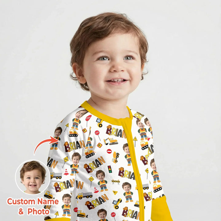 Custom Photo Doodle Little Builder Bamboo Convertible Zippy