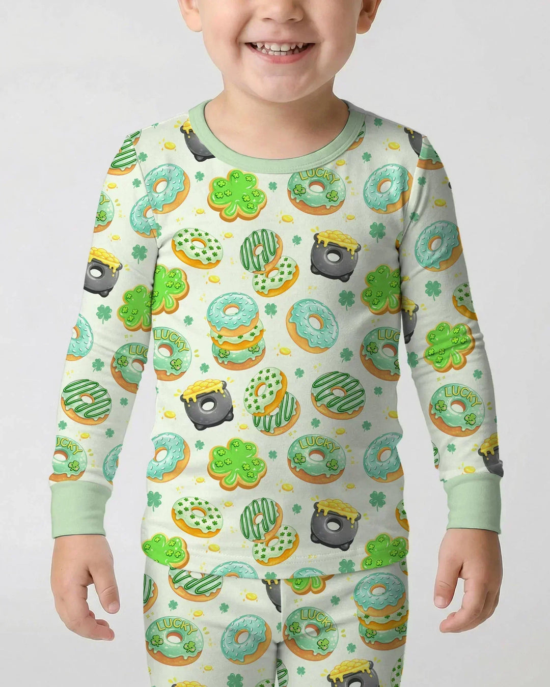 St. Patrick's Day Donut Bamboo Two Piece Long Sleeve Pajama Set