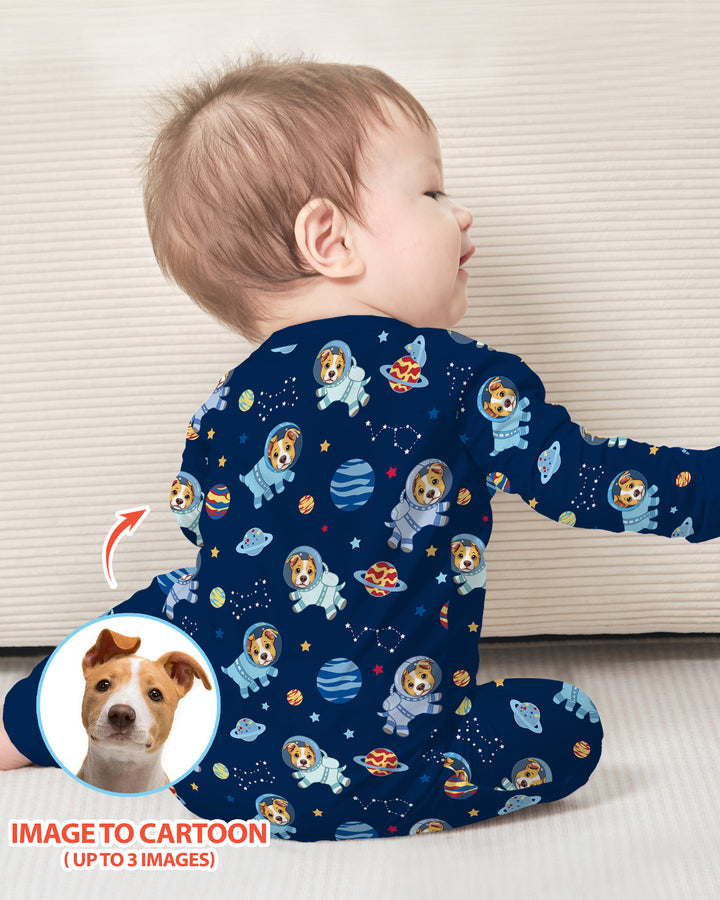 Astronaut Custom Pet Image Family Matching Bamboo Convertible Zippy