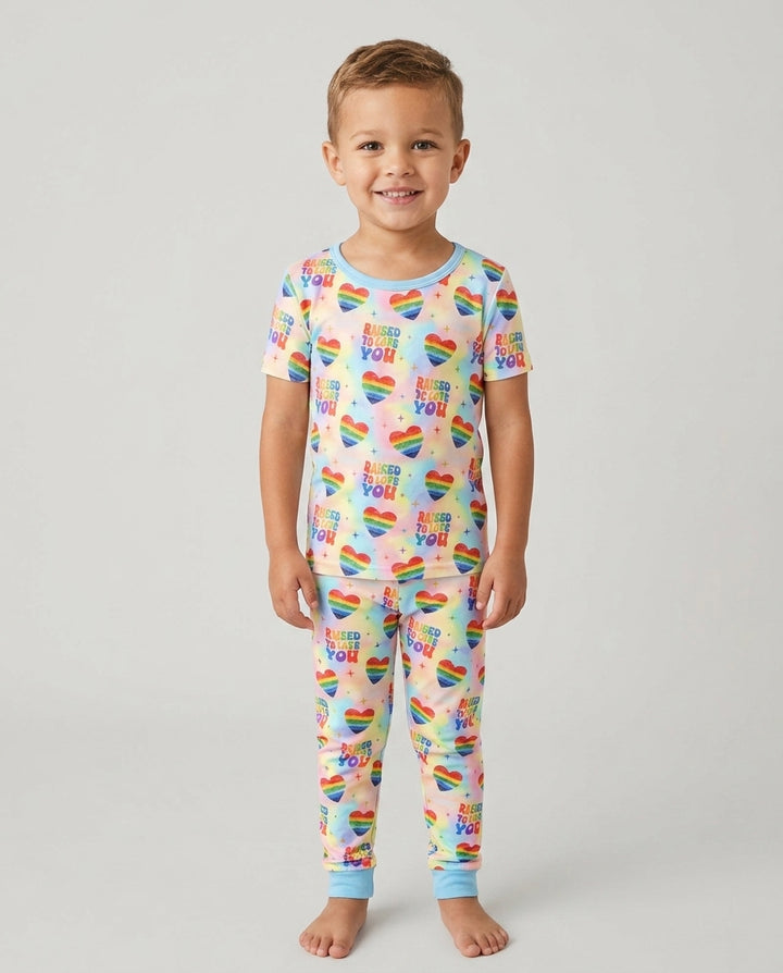 Raised To Love You Bamboo Two Piece Short Sleeve Pajama Set