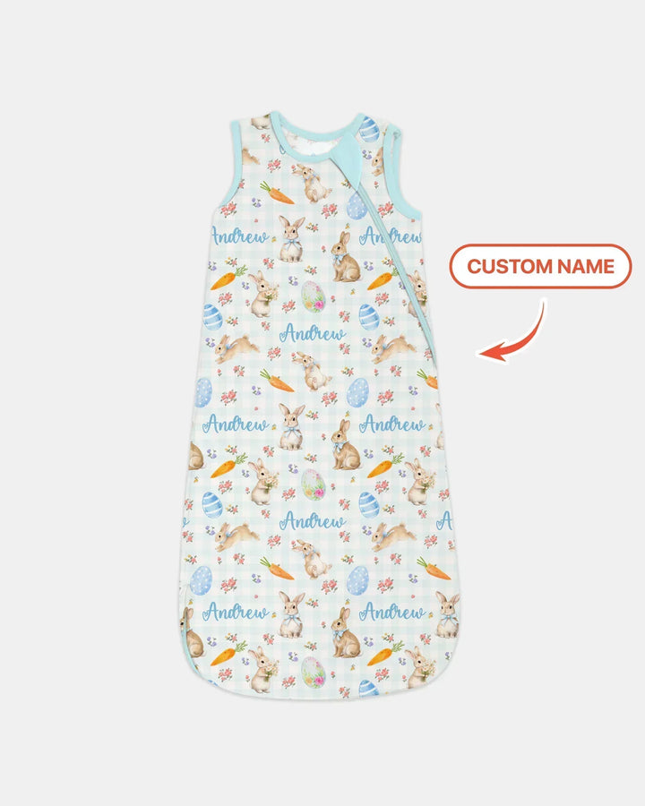 Custom Name Bunny Garden Bamboo Sleep Bag