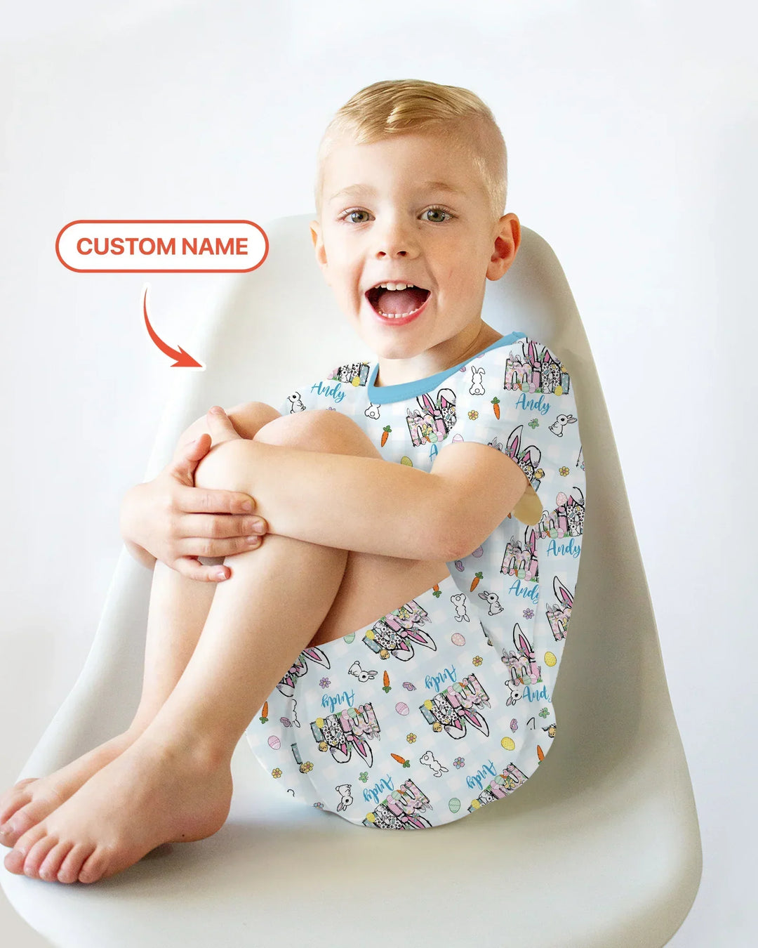 Custom Name Easter Family Matching Bamboo Two Piece Short Sleeve Shorts Pajama Set