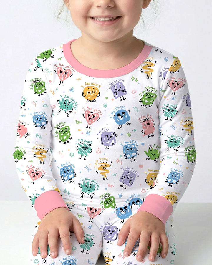 Positive Affirmations Bamboo Two Piece Long Sleeve Pajama Set