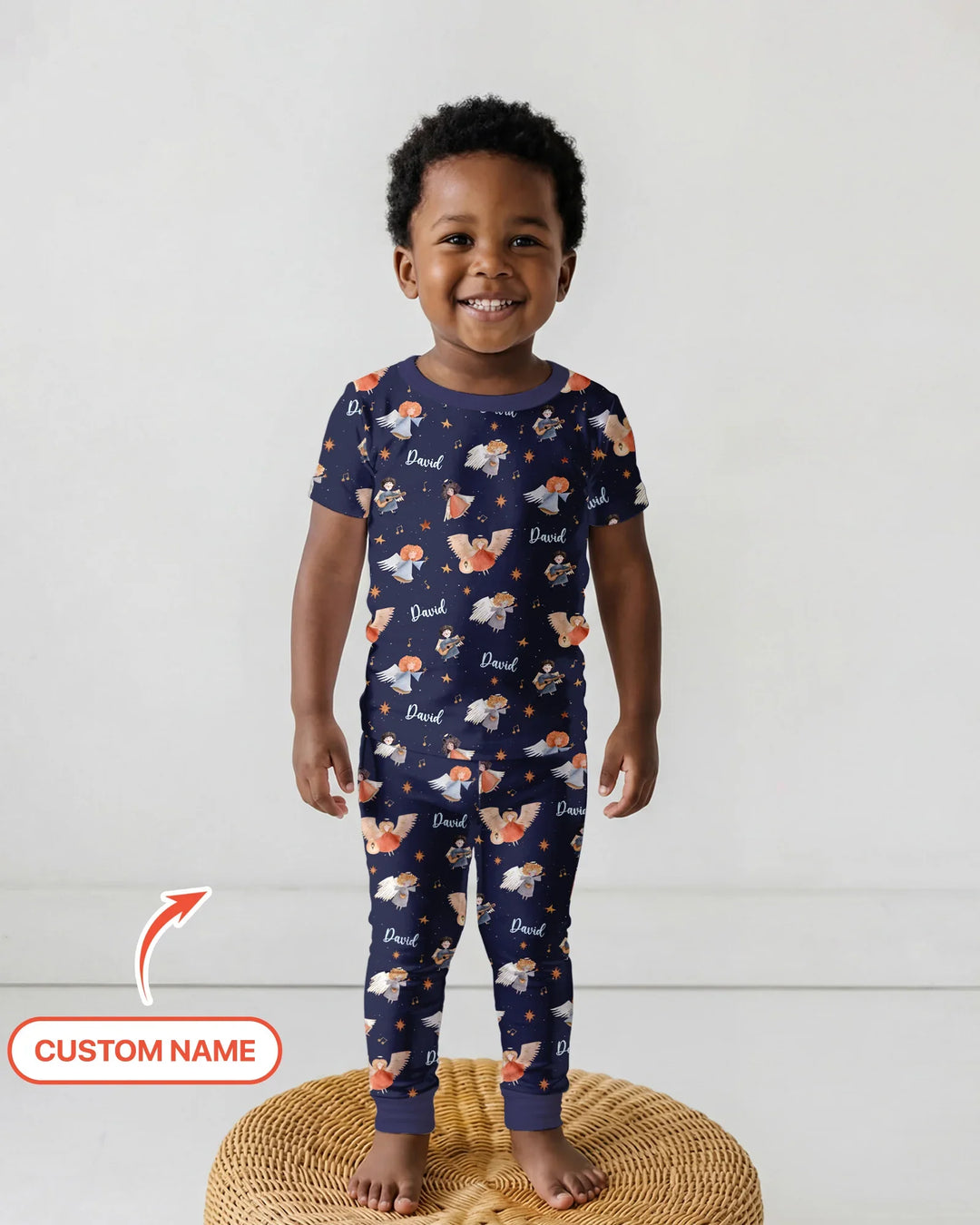 Guardian Angels Custom Name Bamboo Two Piece Short Sleeve Pajama Set