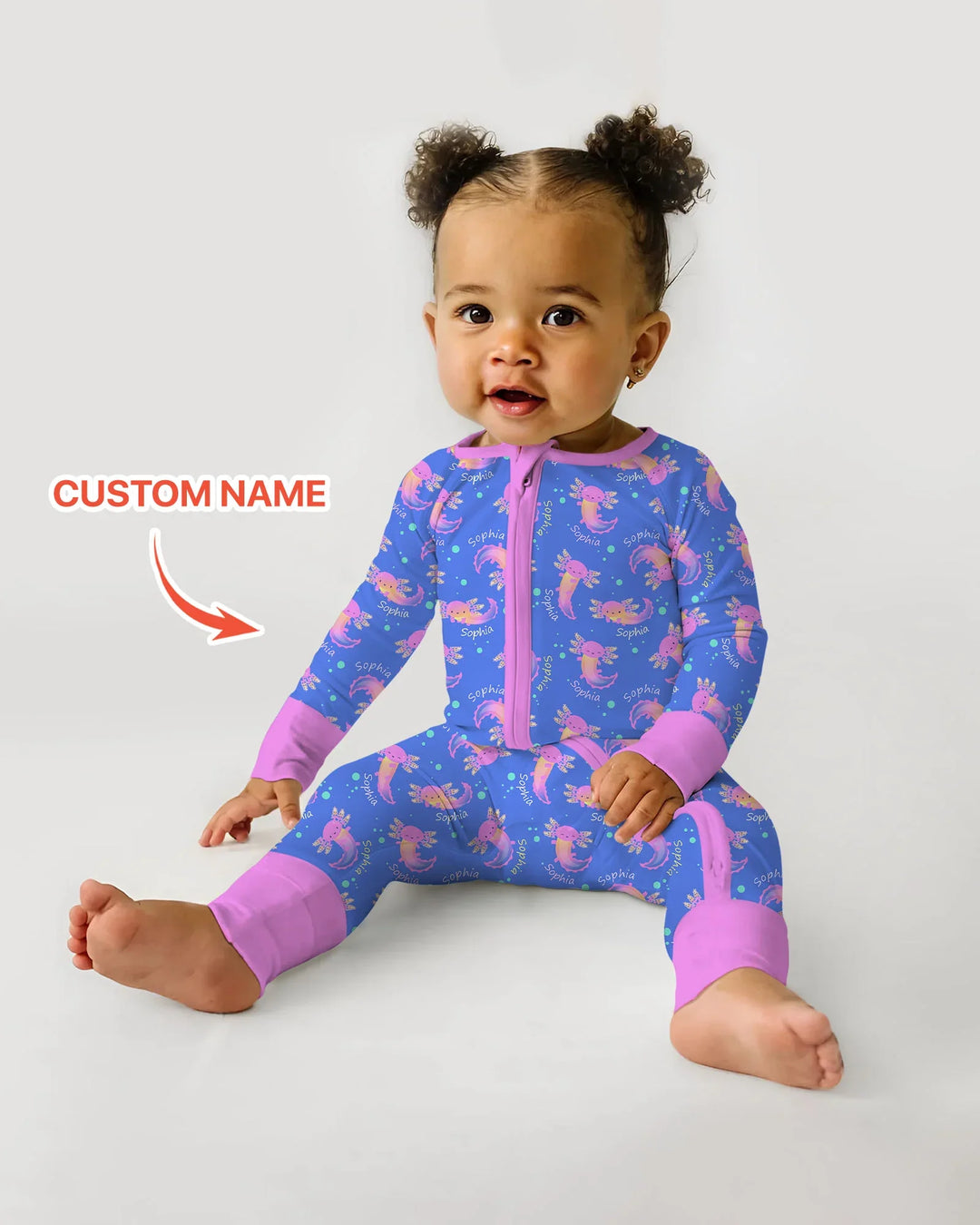 Axolotl Glow Custom Name Bamboo Convertible Zippy