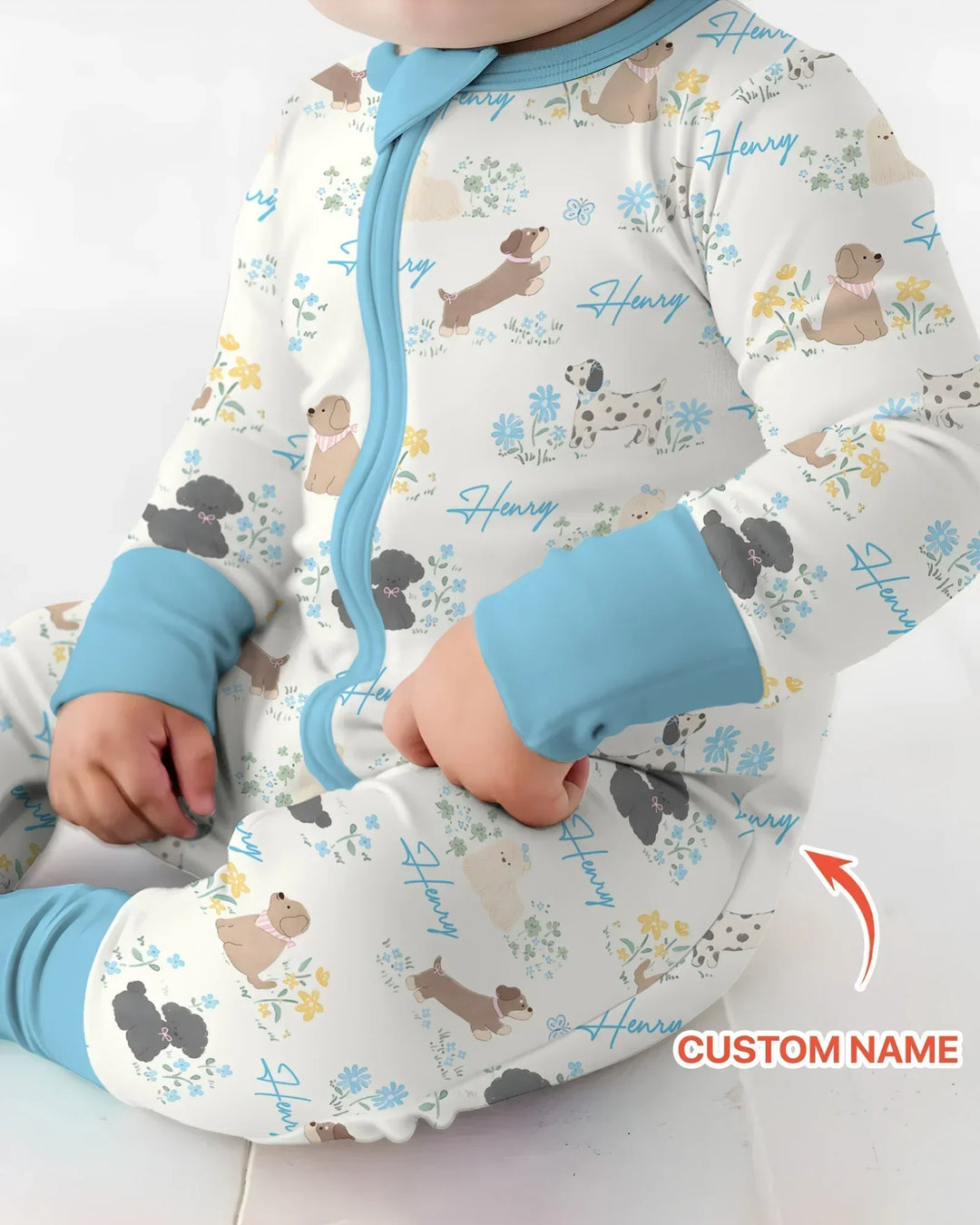 Custom Name Flower Dogs Bamboo Convertible Zippy