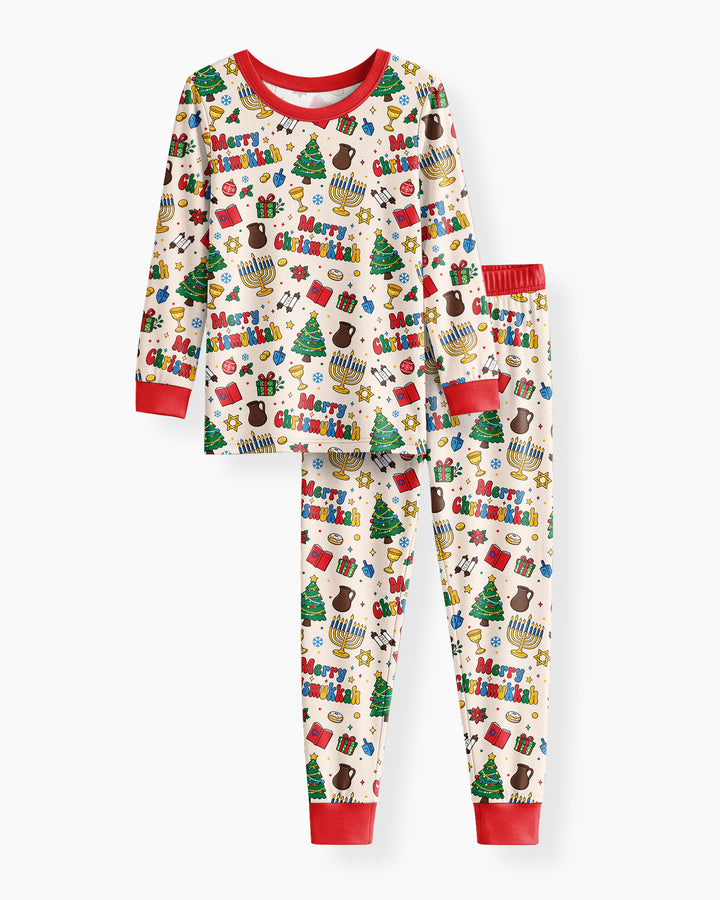 Merry Chrismukkah Bamboo Two Piece Long Sleeve Pajama Set