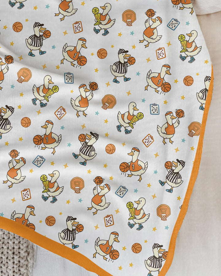 Silly Goose Playing Basketball Bamboo Blanket