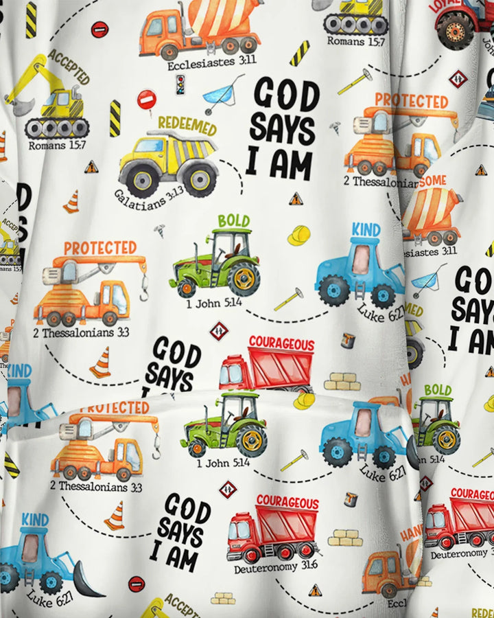 God Says I Am Boy Bamboo Blanket Hoodie
