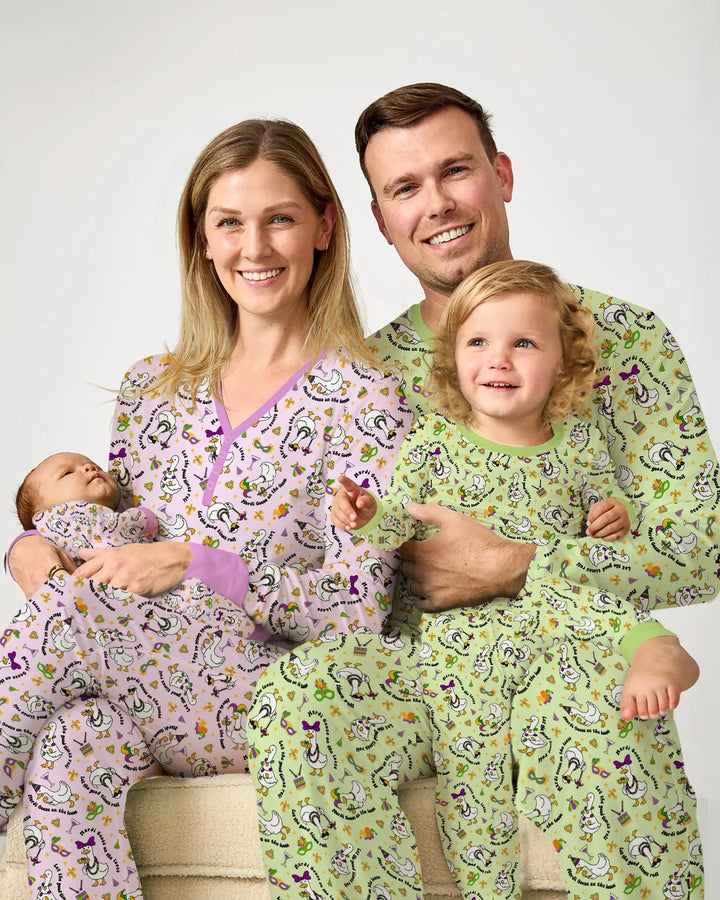 Mardi Gras Silly Goose Bamboo Two Piece Long Sleeve Pajama Set