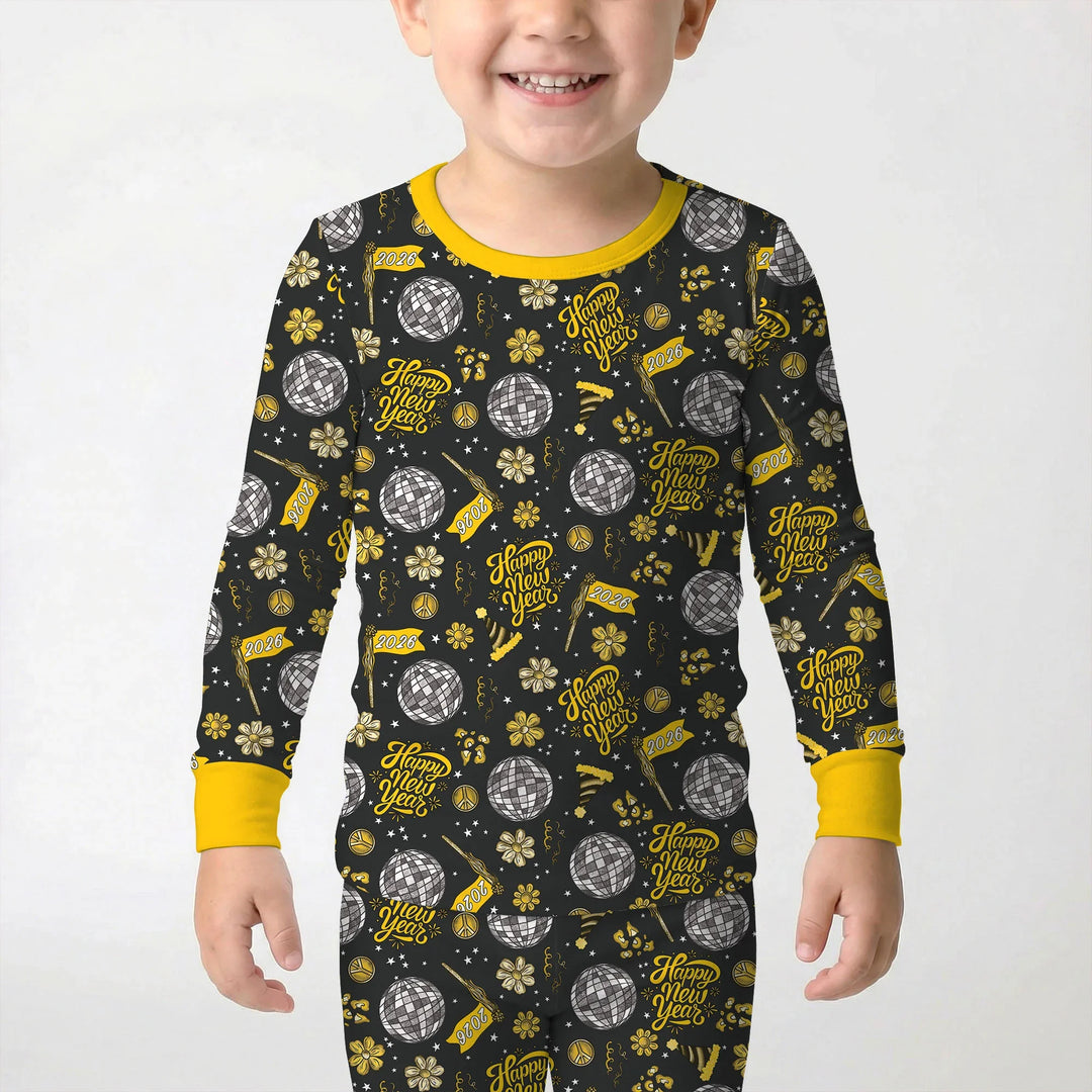 Disco New Years Eve Bamboo Two Piece Long Sleeve Pajama Set