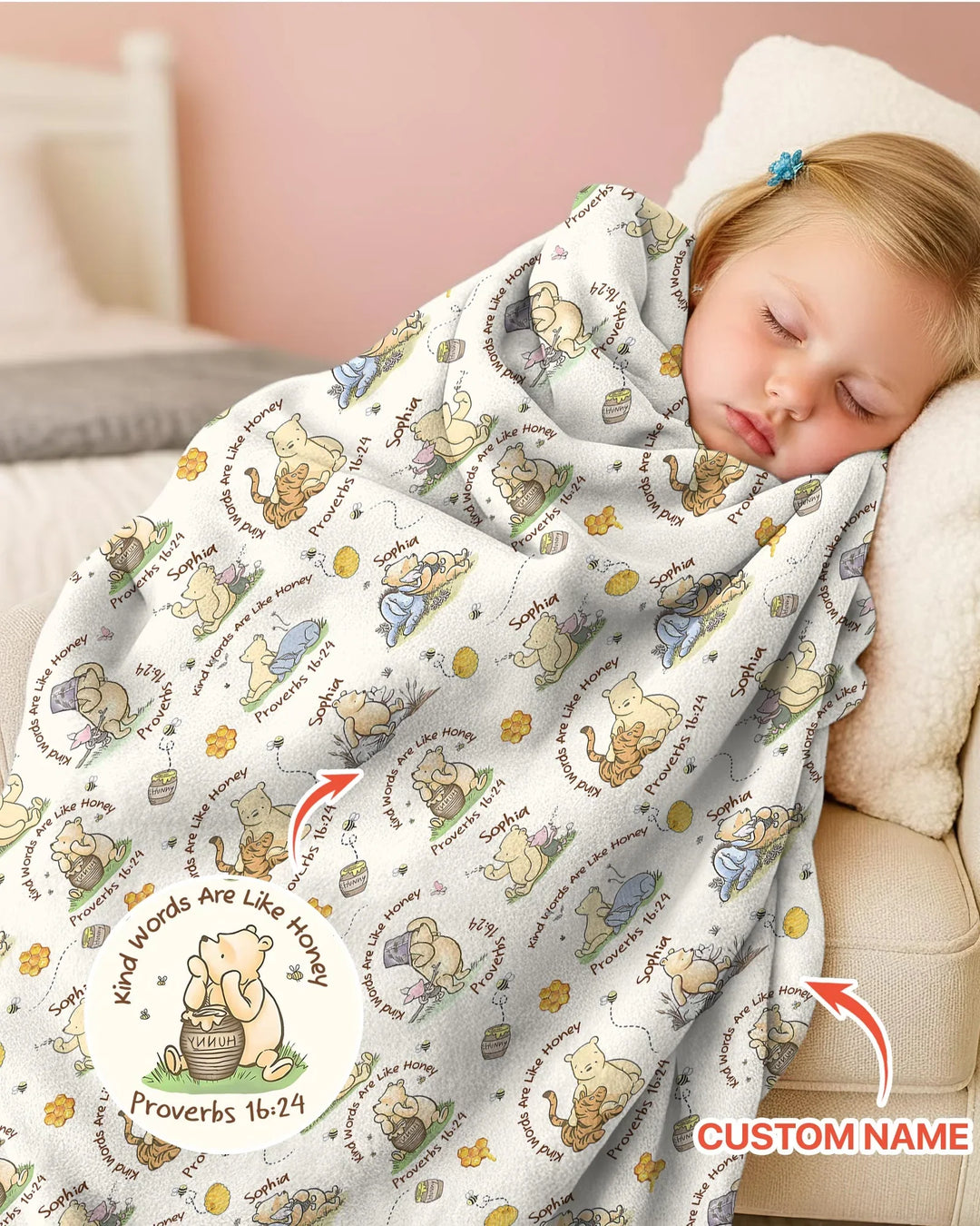 Kind Words Are Like Honey Custom Name Bamboo Blanket