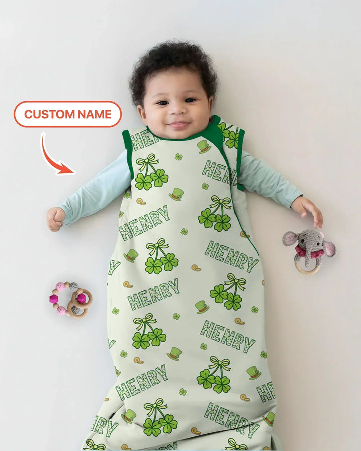 Custom Name Lucky Little Shamrock Bamboo Sleep Bag