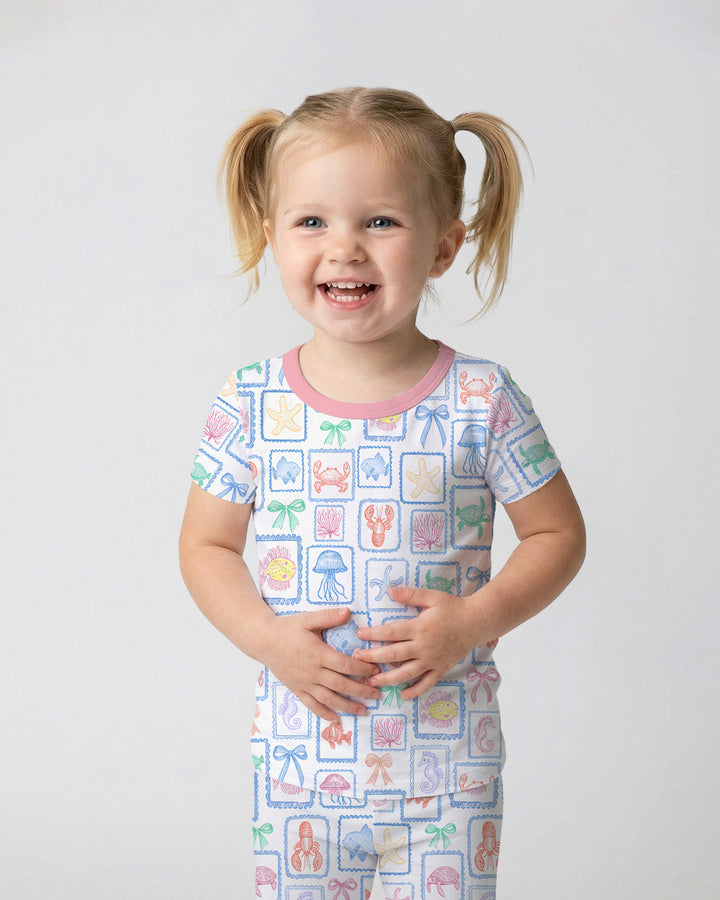 Coastal Treasures Family Matching Bamboo Two Piece Short Sleeve Pajama Set