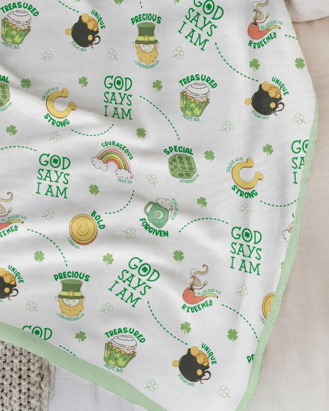 St Patrick's Day God Says I Am Bamboo Blanket