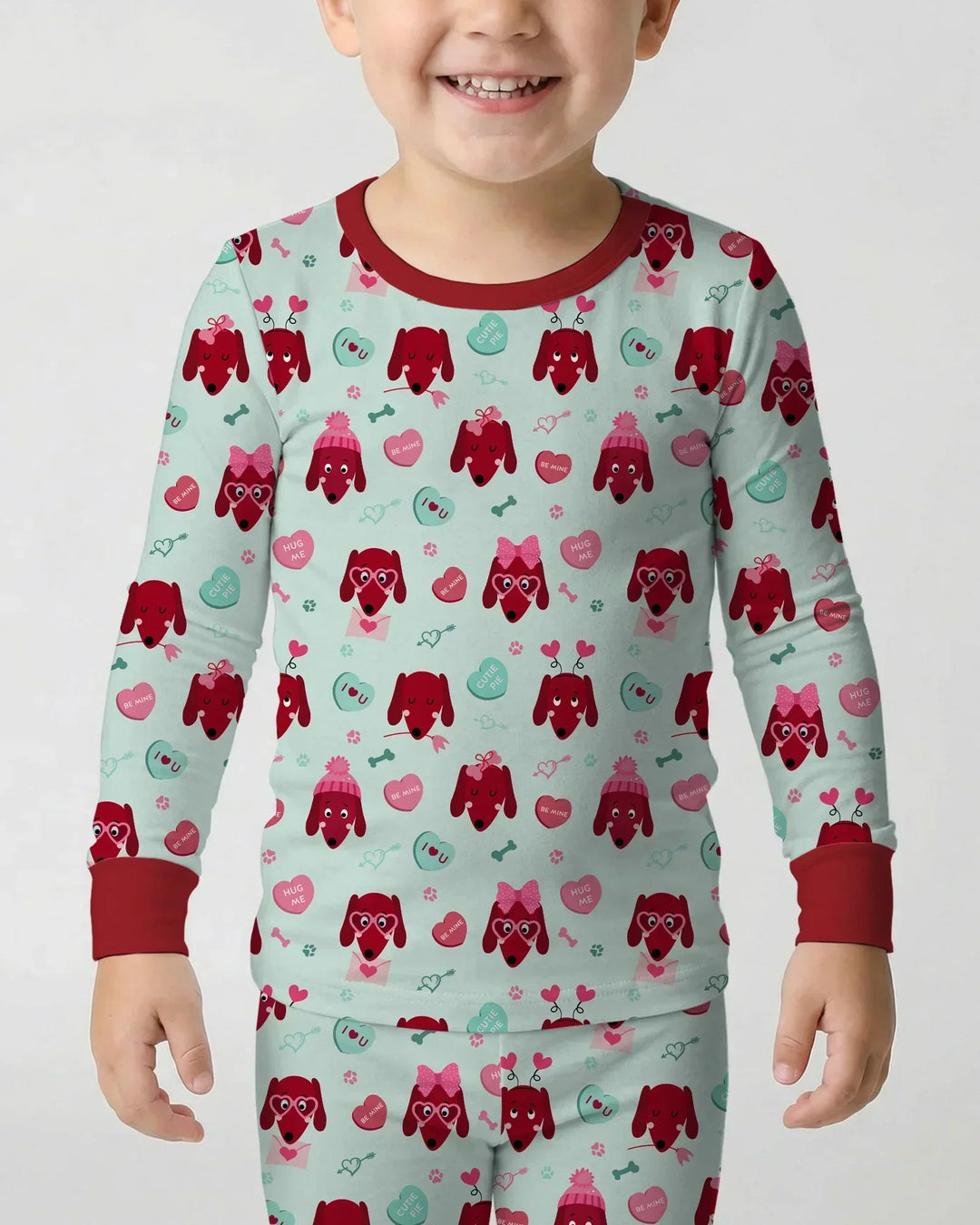 Dachshund Is My Valentine Bamboo Two Piece Long Sleeve Pajama Set