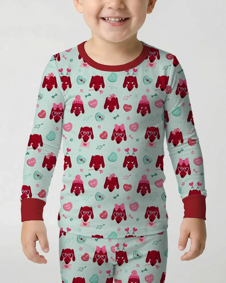Dachshund Is My Valentine Bamboo Two Piece Long Sleeve Pajama Set