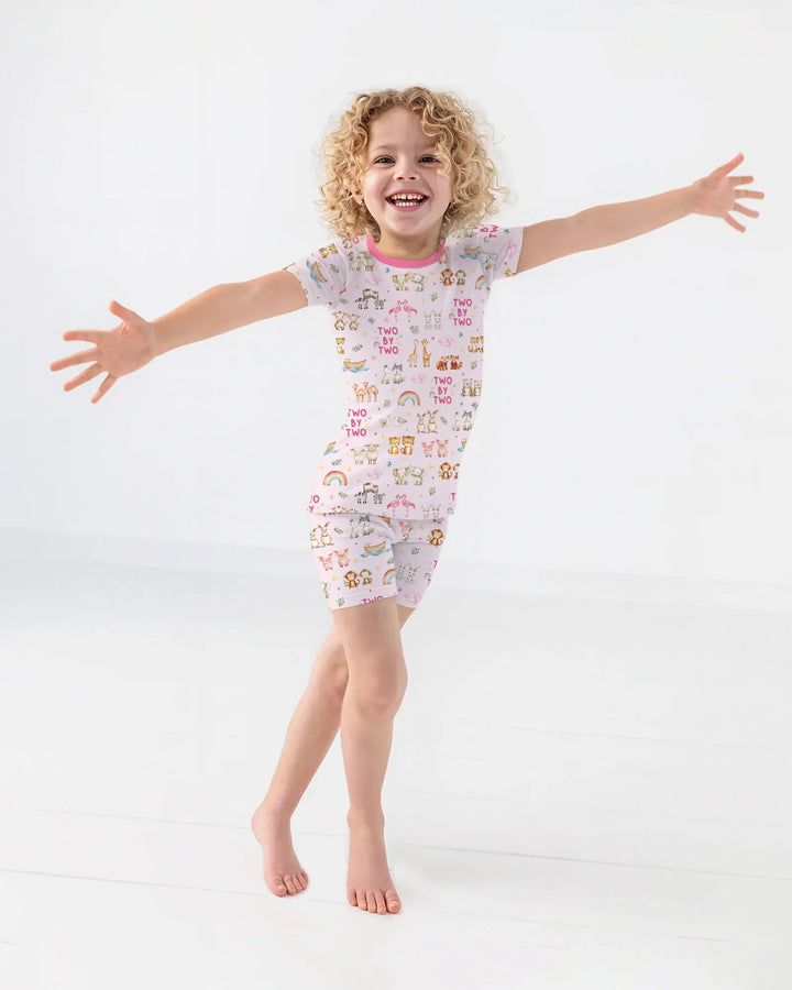 Two By Two Bamboo Two Piece Short Sleeve Shorts Pajama Set