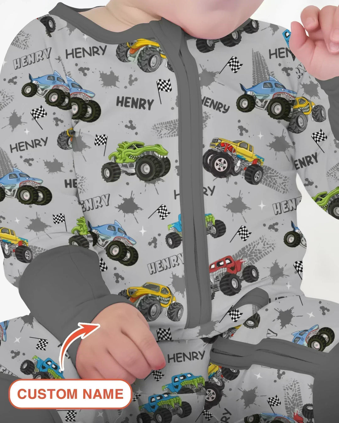 Monster Truck Dirt Jam Custom Name Daddy & Me Matching Bamboo Convertible Zippy