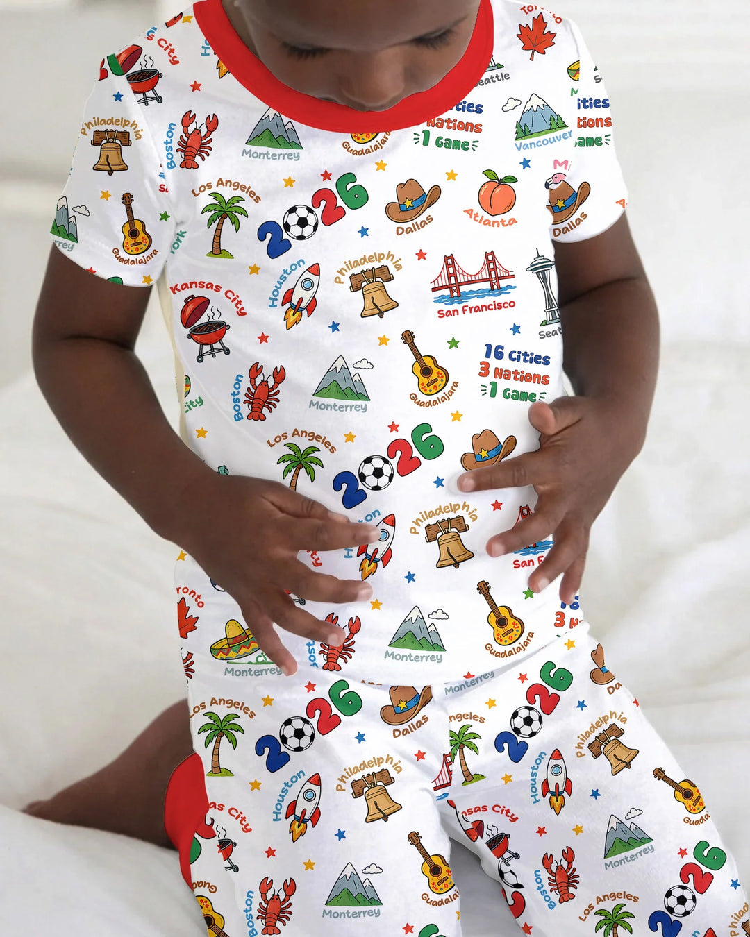 Soccer Cup Host Cities 2026 Bamboo Two Piece Short Sleeve Pajama Set