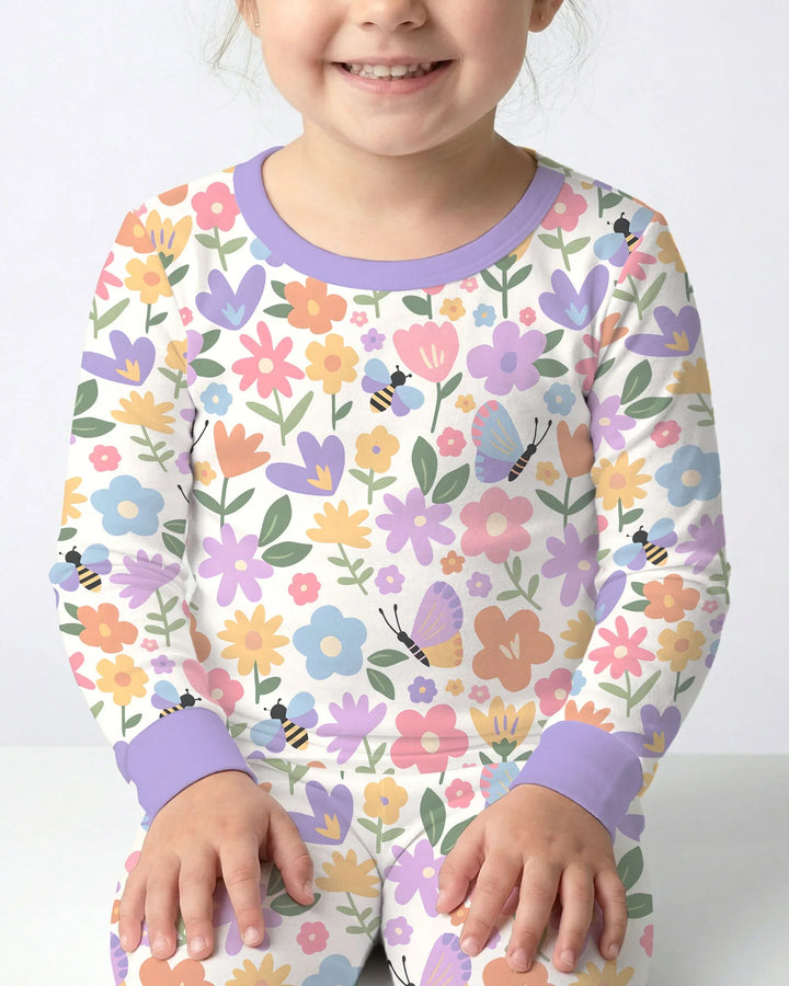 Flower Gardens Bamboo Two Piece Long Sleeve Pajama Set
