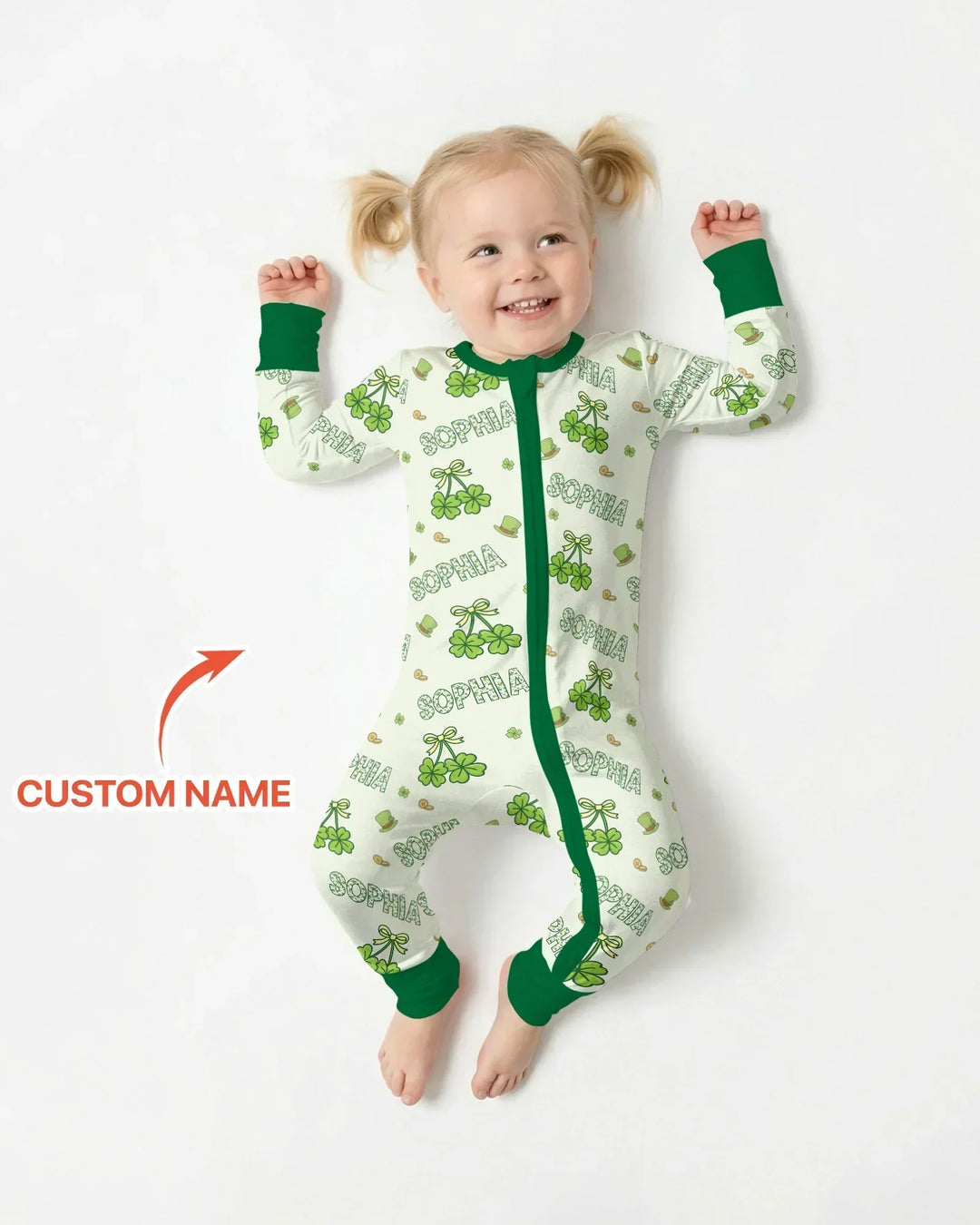 Custom Name Lucky Little Shamrock Bamboo Convertible Zippy