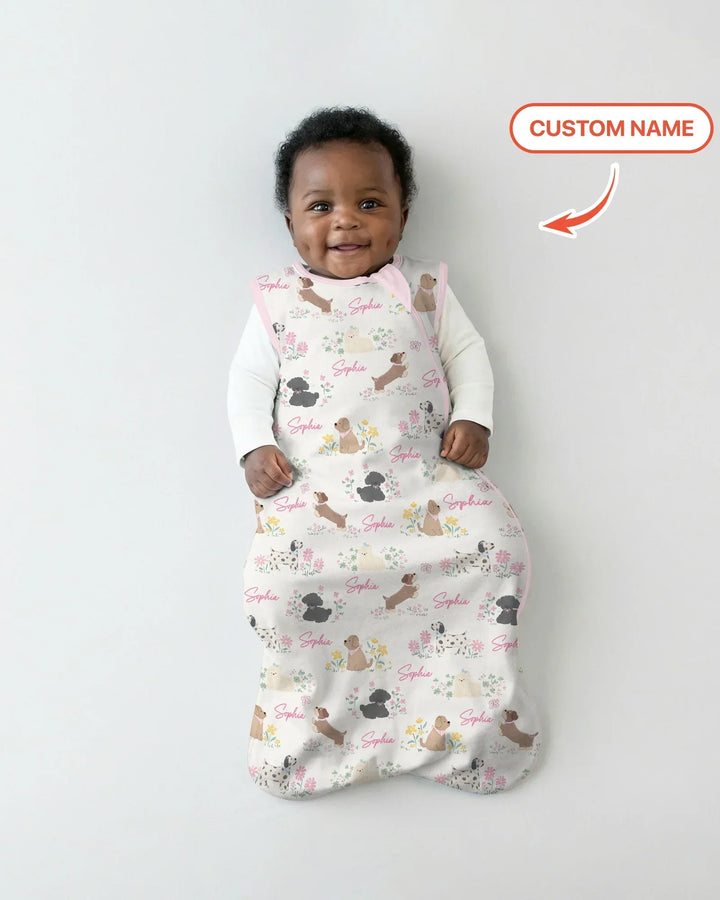 Custom Name Flower Dogs Bamboo Sleep Bag