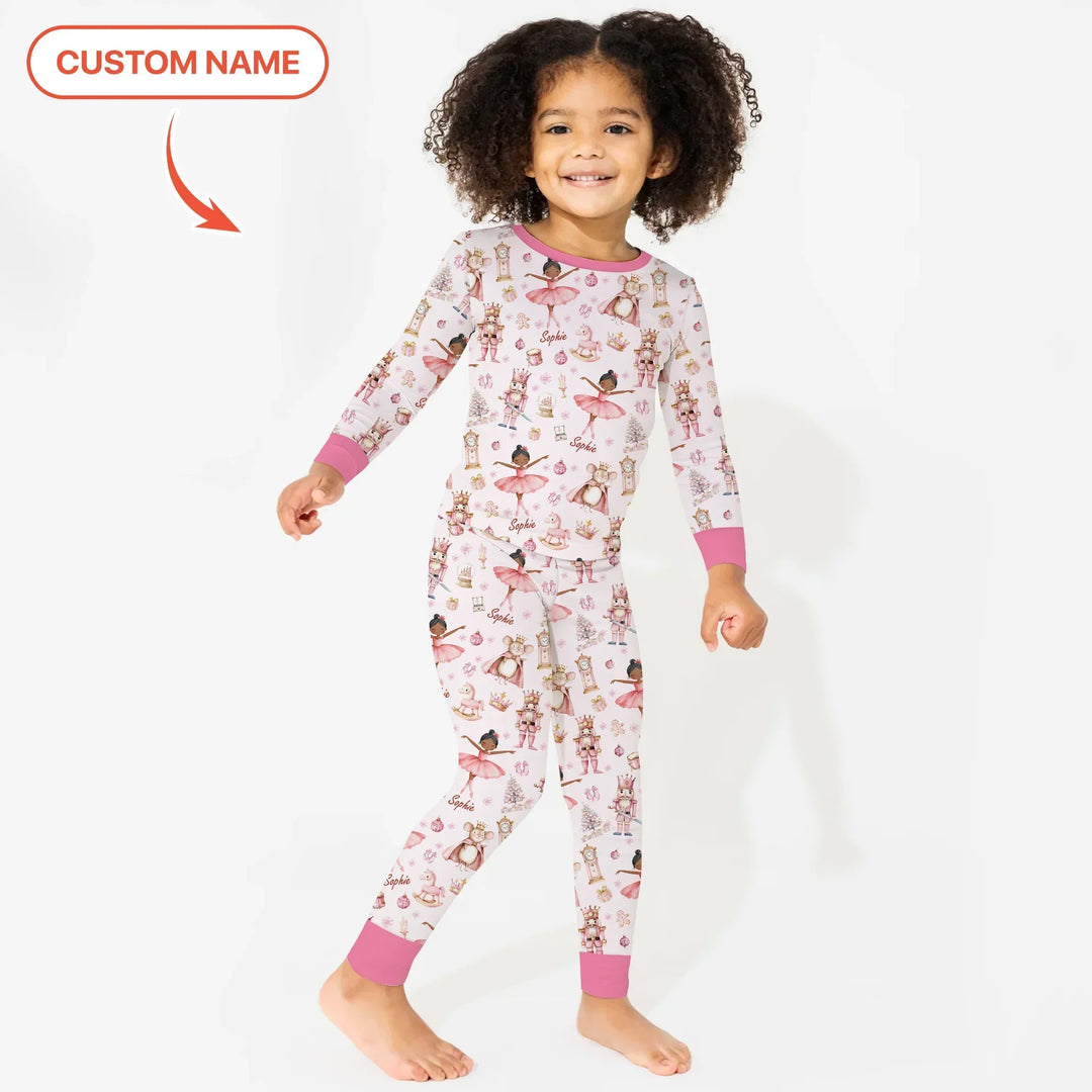 Custom Character "Ballerina Nutcracker Fairytale" Bamboo Two Piece Long Sleeve Pajama Set