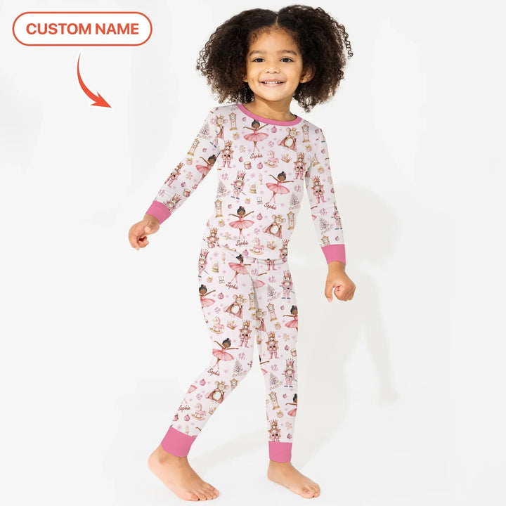 Custom Character "Ballerina Nutcracker Fairytale" Bamboo Two Piece Long Sleeve Pajama Set