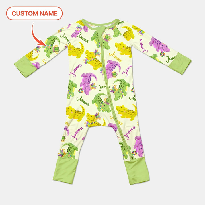 Custom Name Mardi Gras Alligator Bamboo Convertible Zippy