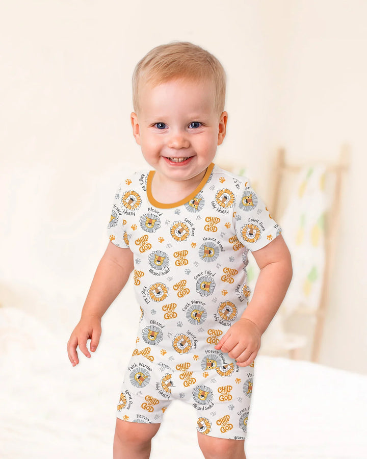 A Child Of God Boy Bamboo Two Piece Short Sleeve Shorts Pajama Set
