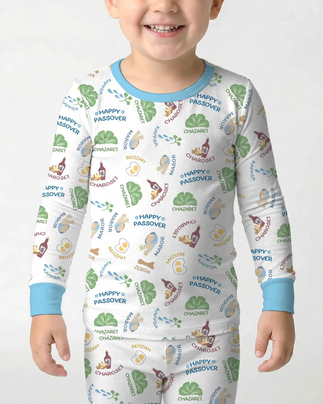 Happy Passover Matching Family Bamboo Two Piece Long Sleeve Pajama Set