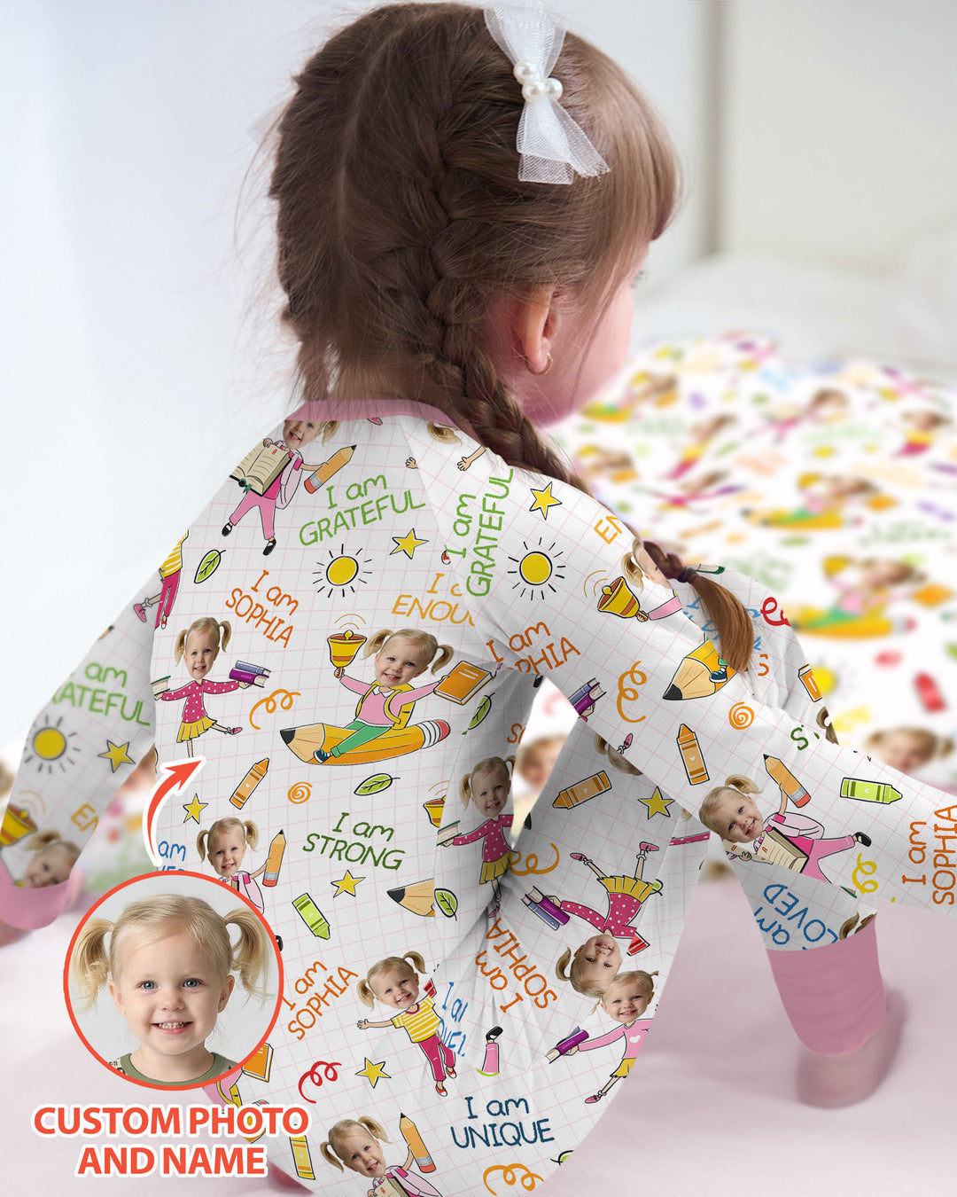 Custom Photo Kid Affirmations I Am Kind Bamboo Convertible Zippy