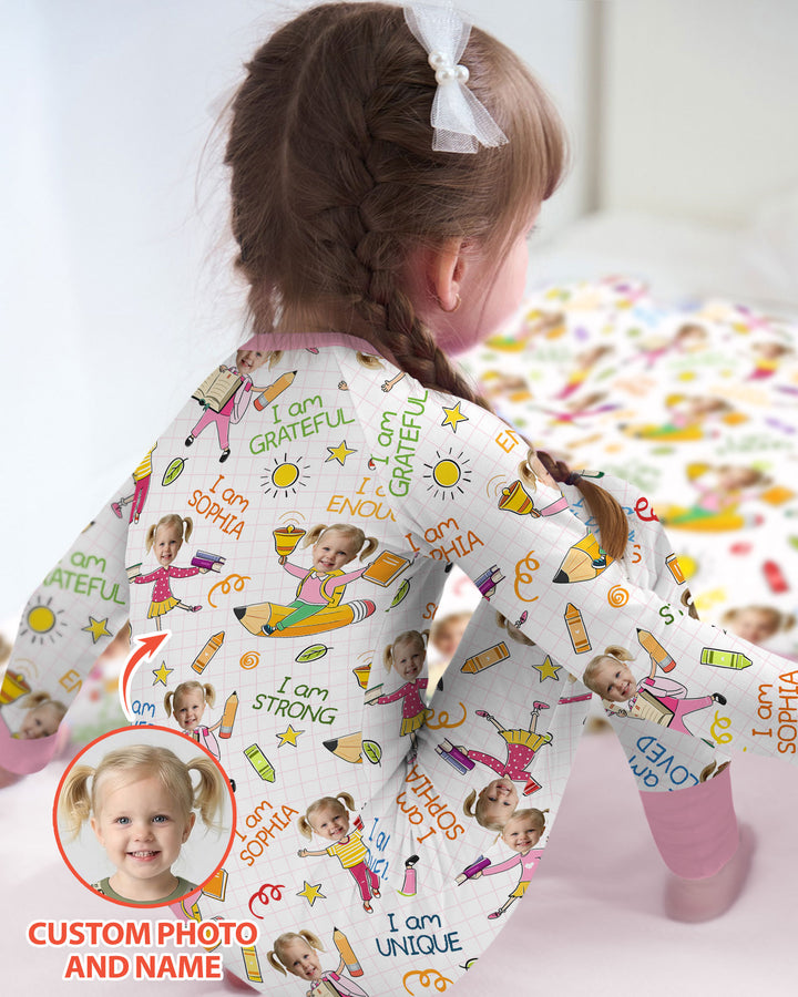 Custom Photo Kid Affirmations I Am Kind Bamboo Convertible Zippy
